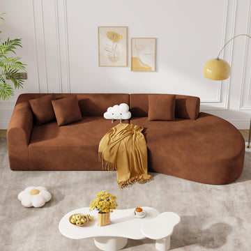126" Oversized Cloud Curved Couch, Modern Modular Sectional with Deep Seat, Upholstered Boneless Couches, No