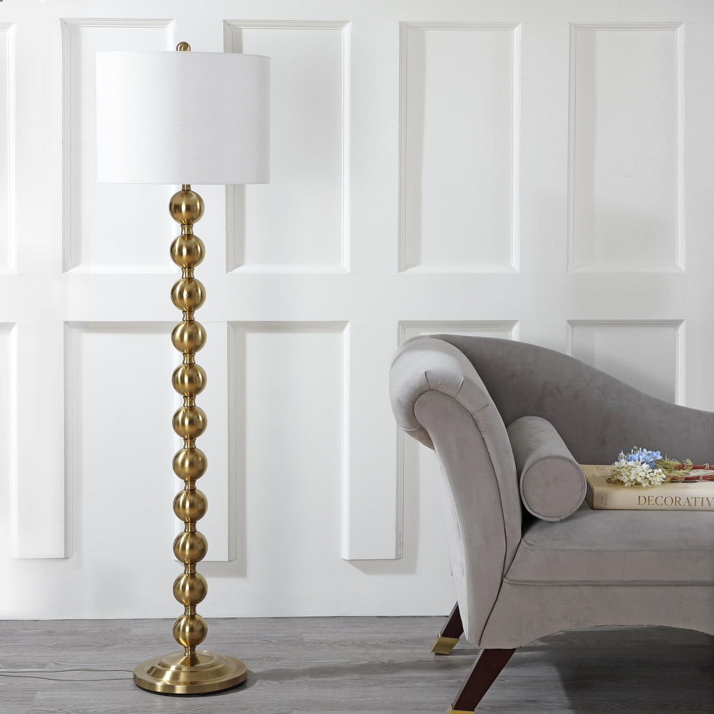 Lighting Collection Reflections Modern Farmhouse Stacked Ball Brass 59-inch Living Room Bedroom Home Office Standing