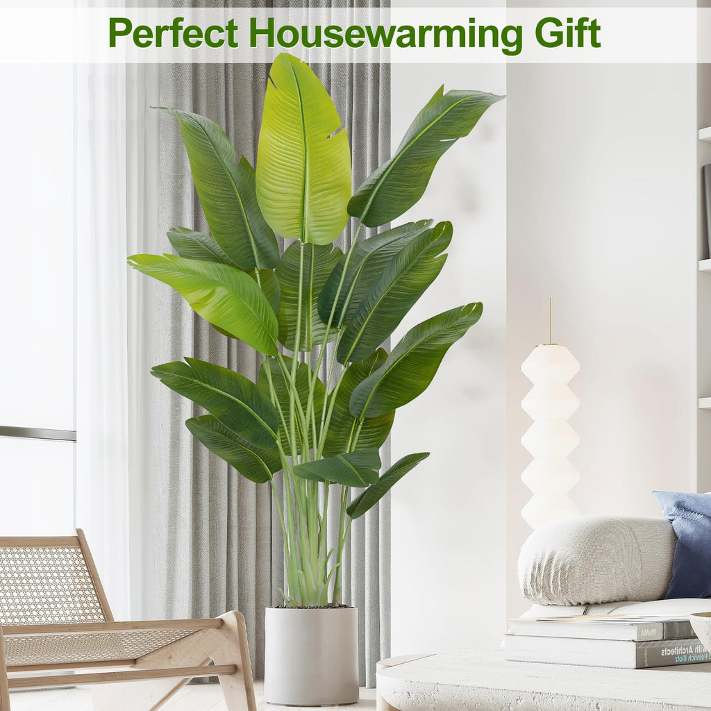 Lifelike Bird of Paradise Artificial Plant, 7ft Faux Banana Leaf Tree with 15 Trunks - Perfect Indoor Silk Floor Plant