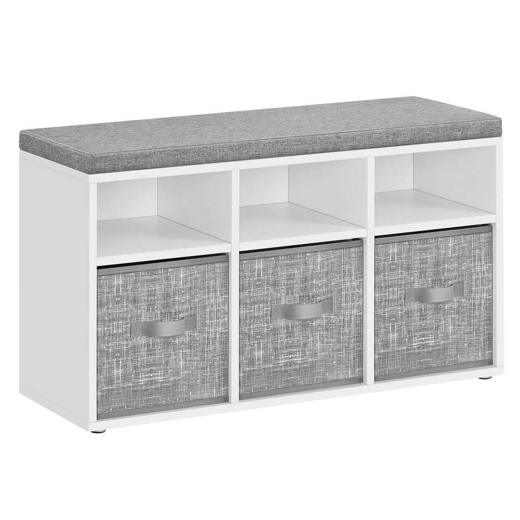 Shoe Bench with Cushion, 6 Compartments, 3 Adjustable Shelves