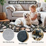 2x10 Scalloped Hallway Runner Rug: Non Slip Washable Floral Carpet Runner for Kitchen Entryway Bedro