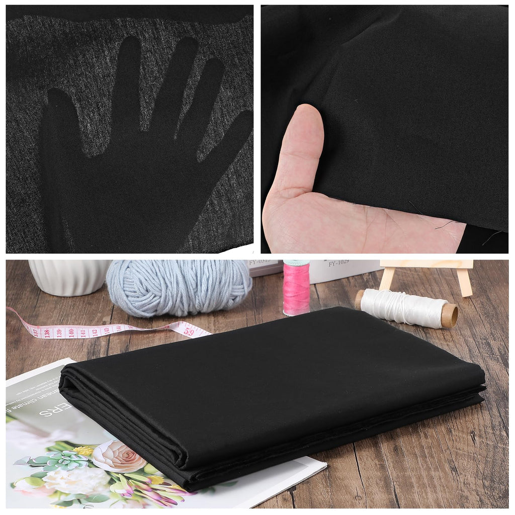 3 Yards Black Cotton Fabric by the Yard Fabrics, 59 Inches Wide Medium Weight 100% Natural Cotton Fabrics, Bleached