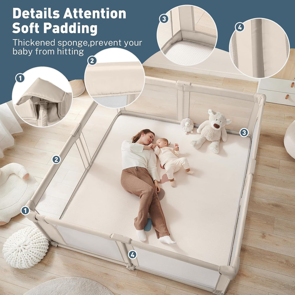 Baby Playpen Portable, Pre-Assembled Play Pen 71x79 Large Foldable Playpen for Babies and Toddlers, Sturdy and Safe