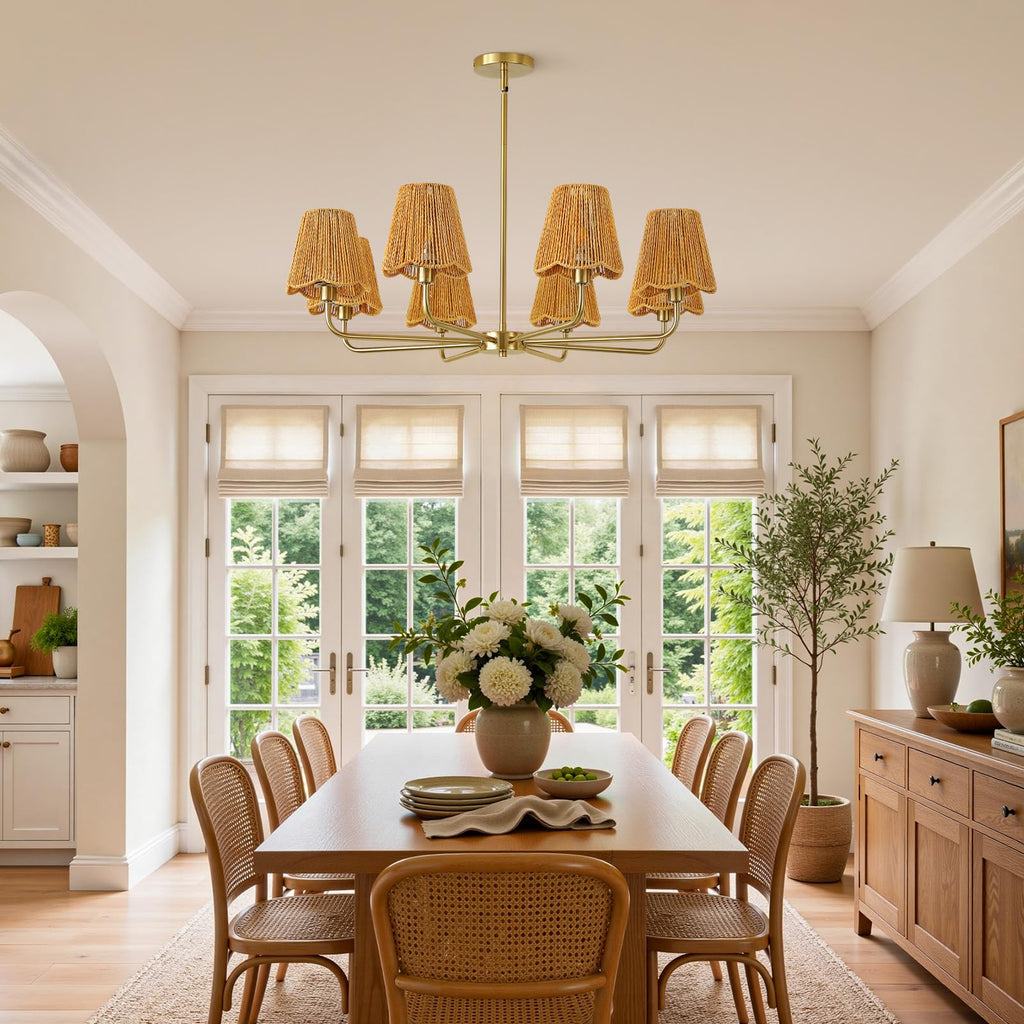 Rattan Chandelier Gold Boho Chandelier