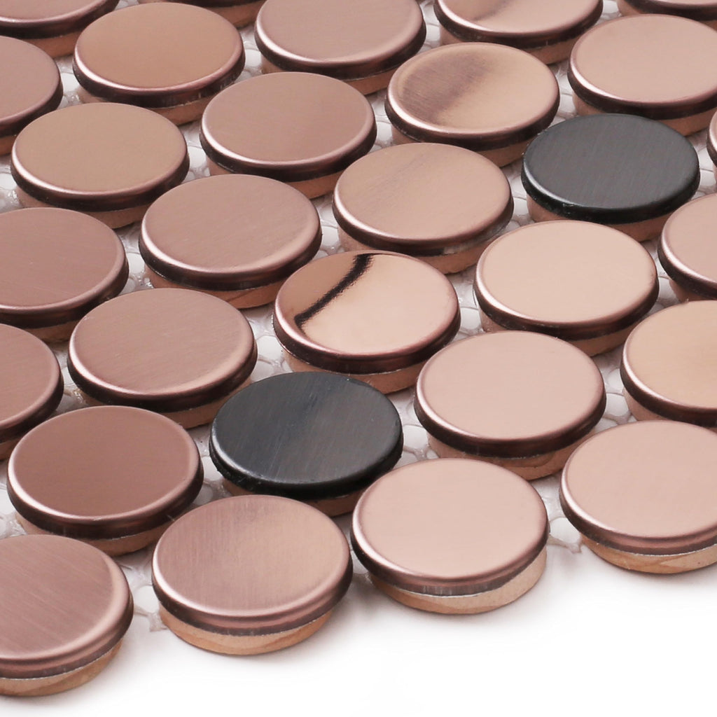 Penny Round Tile Copper Bronze Mosaic Tiles Backsplash Bathroom Wall Floor [5 Sheets]