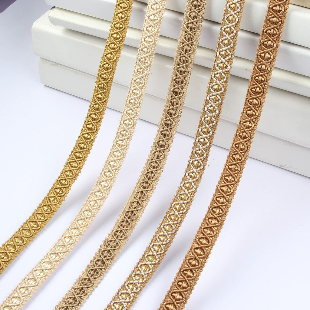 Gimp Braid Trim, 10 Yards 0.59 Inch Fabric Trim, Gold