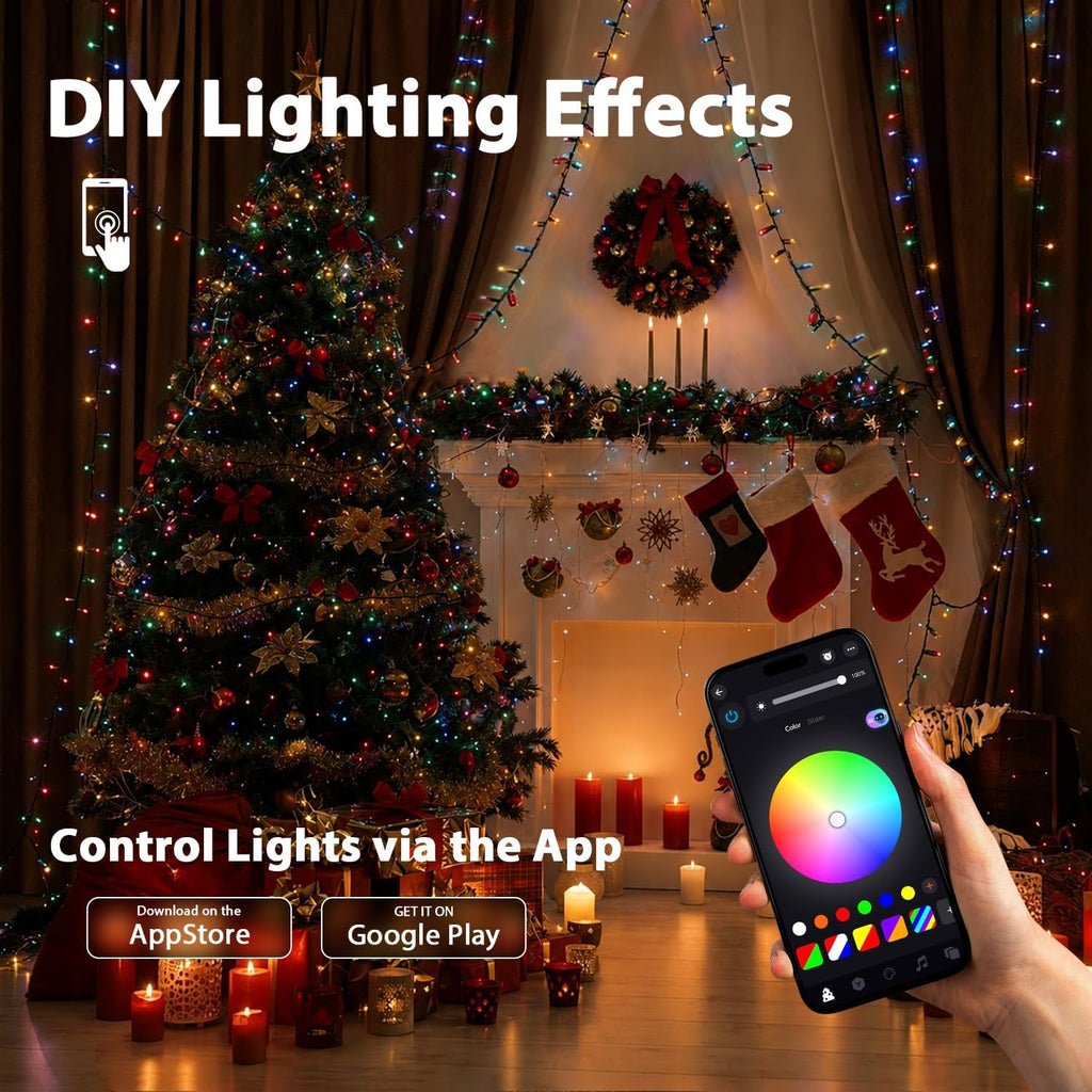 Smart Christmas Cluster Lights, Multicolor App/Remote Control String Lights