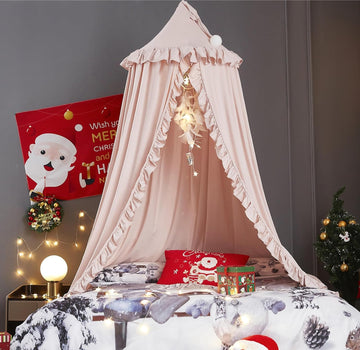 Bed Canopy for Girls,Princess Round Dome Dreamy Mosquito Net Bedding Girls Room Castle Play Tent Hanging House Decor