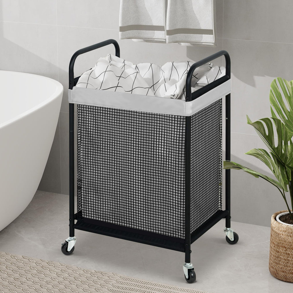 Laundry Hamper, 90L Rolling Laundry Sorter Cart with Removable and Washable Liner Bag, Clothes Hamper with Wheels and