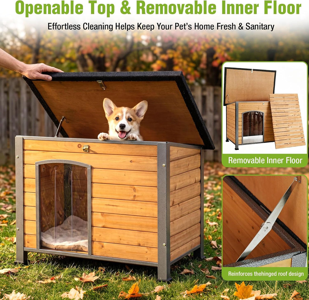 Dog House for Small to Large Sized Dogs, Indoor Outdoor Doghouse Puppy Shelter with Elevated Floor Durable Waterproof