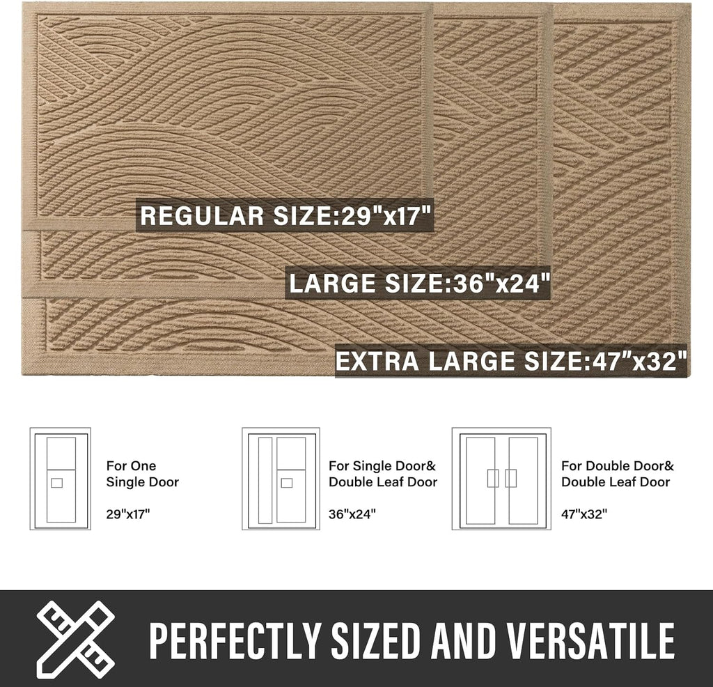 Sturdy Front Door Mat, Absorbent Muddy Dirt Resist Welcome Door Mats Outdoor Indoor, Stain and Fade Resistant