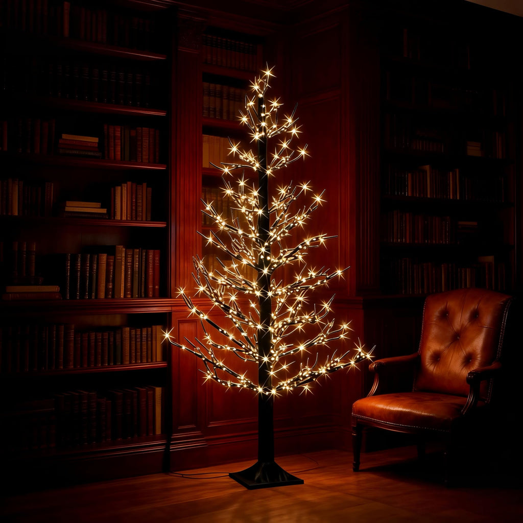 4ft Black Lighted Christmas Tree with 650 Warm White LED Lights