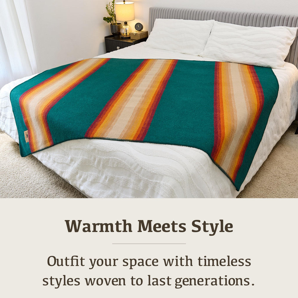 100% Wool Blanket Camping, 60"x84" Large Warm Blankets for Winter, Turf