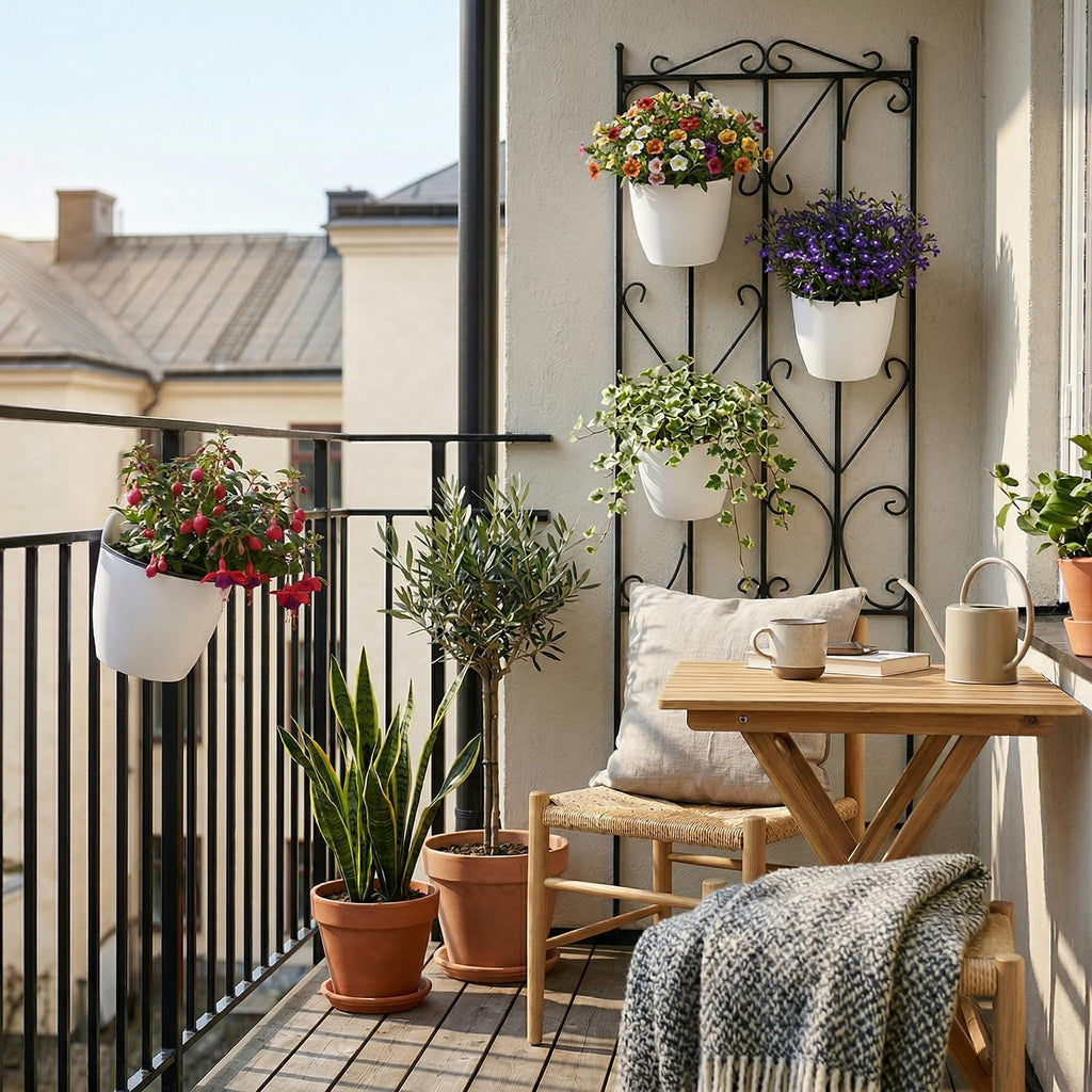 7.5 Inch Wall Planters for Indoor Plants, White Plastic Hanging Self Watering Plant Pots, Flower Cactus Herbs Plant