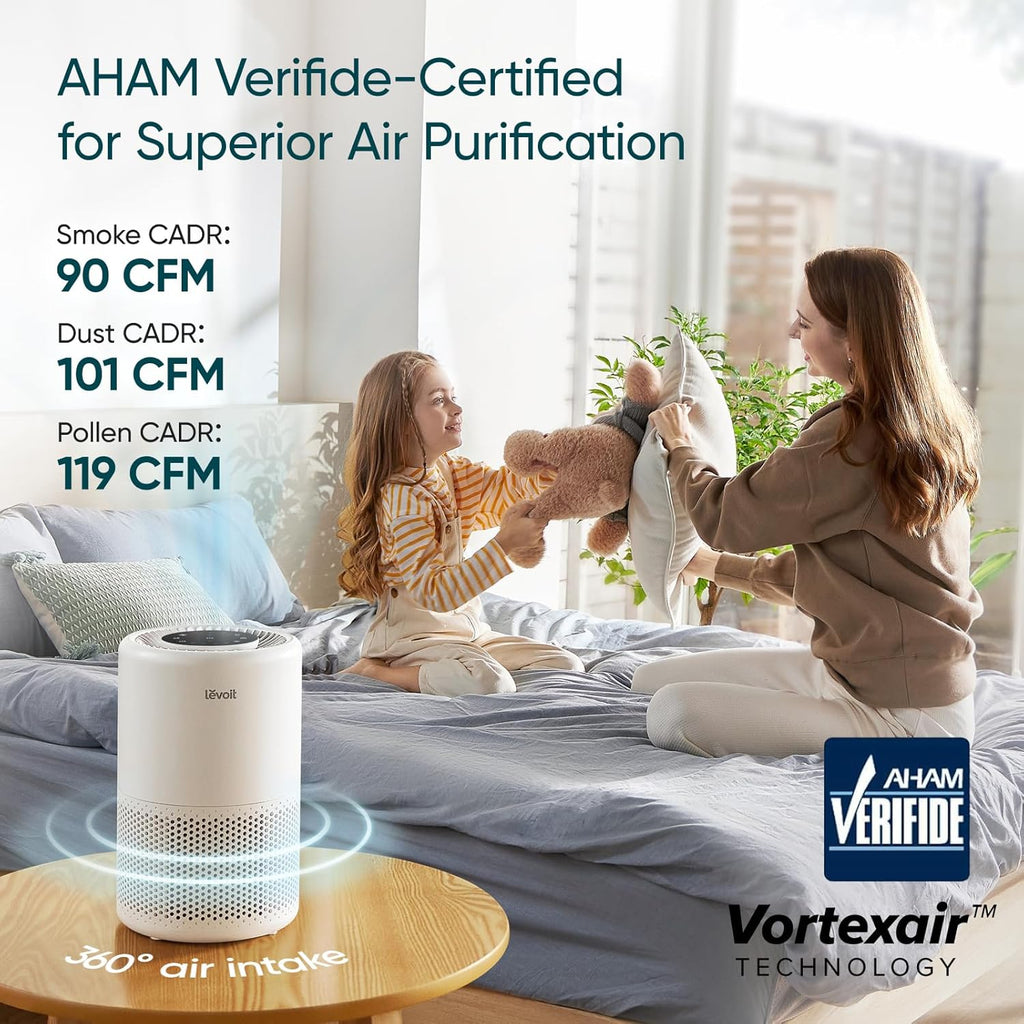 Air Purifier for Home Bedroom Dorm Room, Smart & Voice Control, AHAM VERIFIDE, 3-in-1 Filter With HE