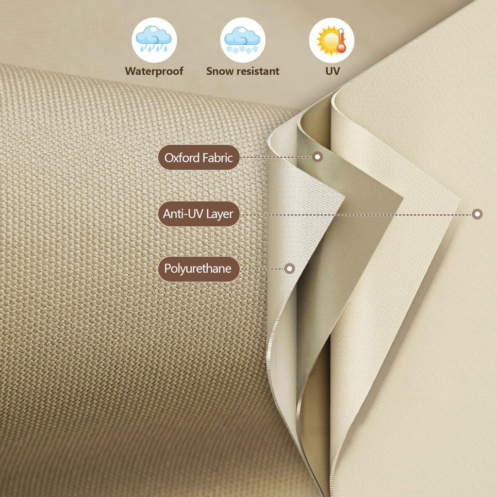 Outdoor Patio Furniture Cover - Heavy Duty Waterproof 600D Tough Canvas Protector for Round Table Cover, All-Season