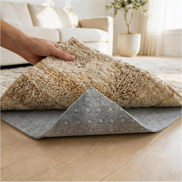 Felt Rug Pad with Gripper Dots, 5x7 Ft Non-Slip Rug Underpad with PVC Backing, 1/6" Thick Cushioned Carpet Pad - Set of 35