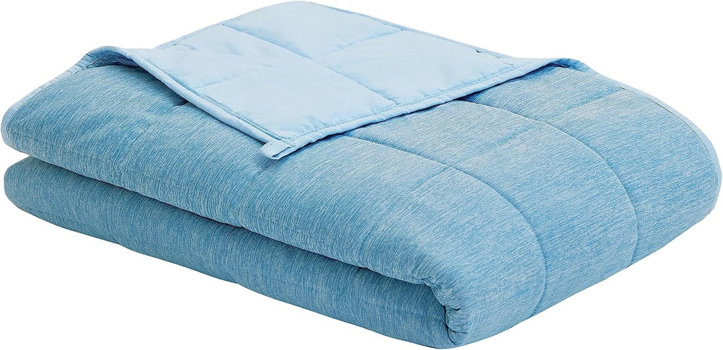 2 PCS Weighted Trow Blanket, Super Cozy Flannel Grey Weighted Blanket 60" x 80" 15 Pounds and 10 LBS Blue Cooling