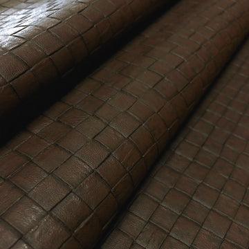 Woven Faux Leather Fabric, Embossed Soft Basketweave Vinyl, Textured Crafts DIY and Upholstery Pleather Sheets - 1