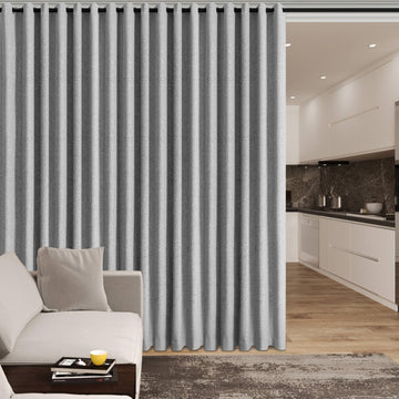 150 Inches Extra Wide Room Divider Draperies, Anti-Rust Nickel Grommet Drapes, Absolutely Blackout Sliding Door