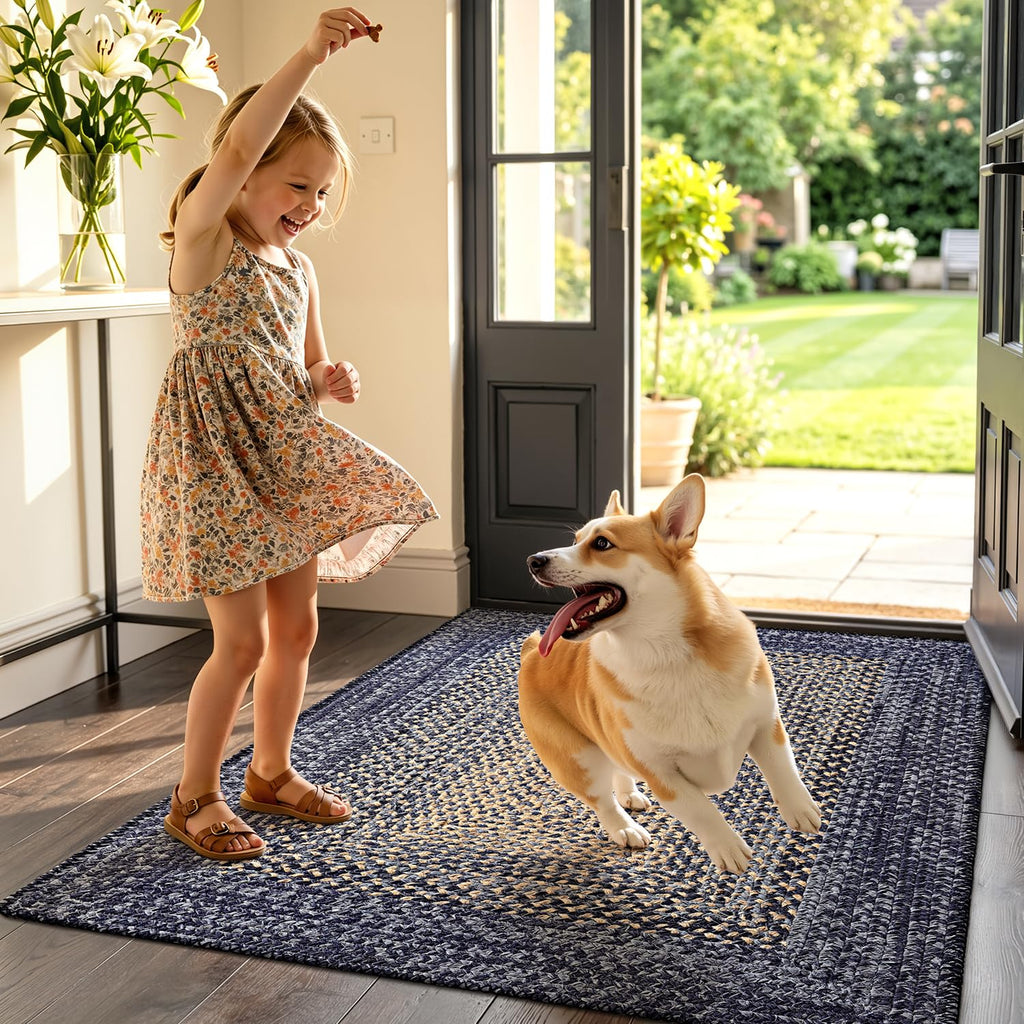 Natural Jute Indoor Door Mat, 32 x 48, Non-Slip Handwoven Entryway Mat