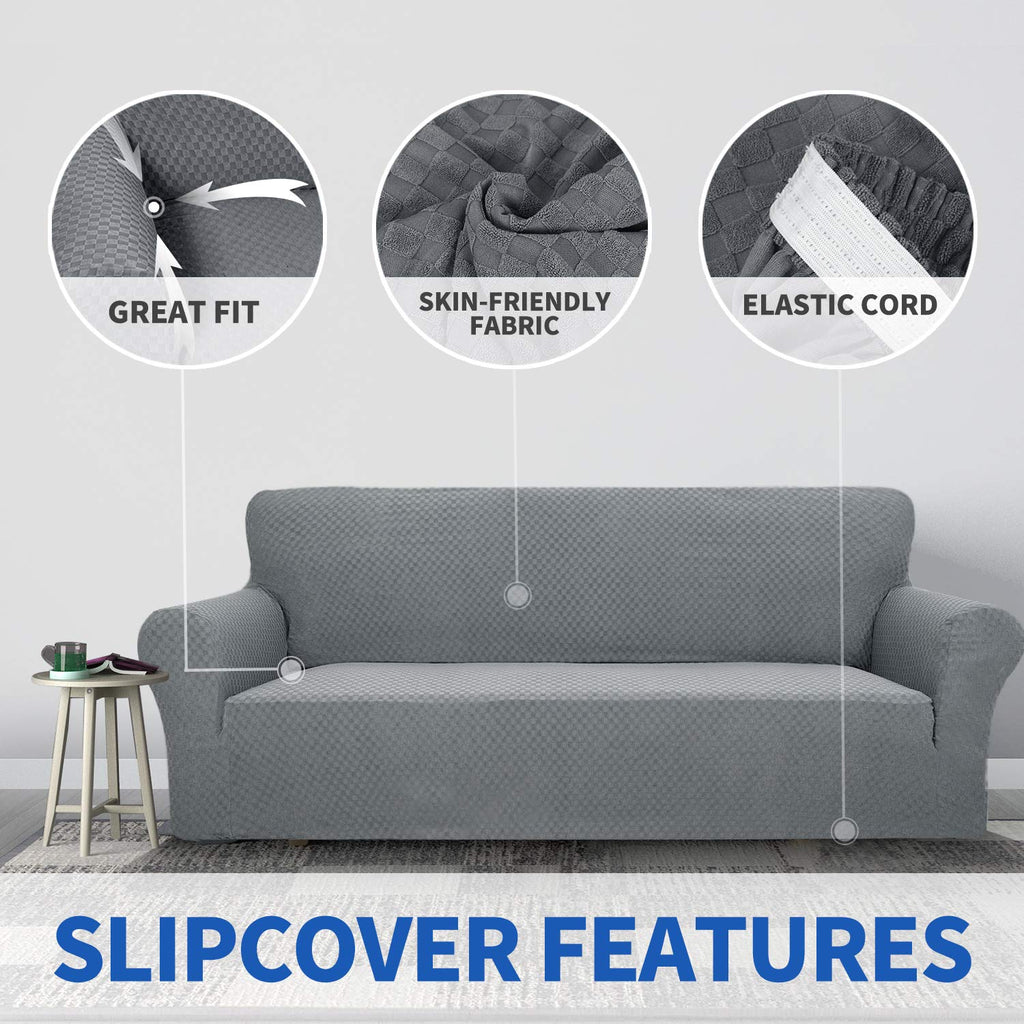 1 Piece Jacquard Couch Covers for 2 Cushion Couch High Stretch Loveseat Slipcover for Pets Dogs Anti Slip Love Seat