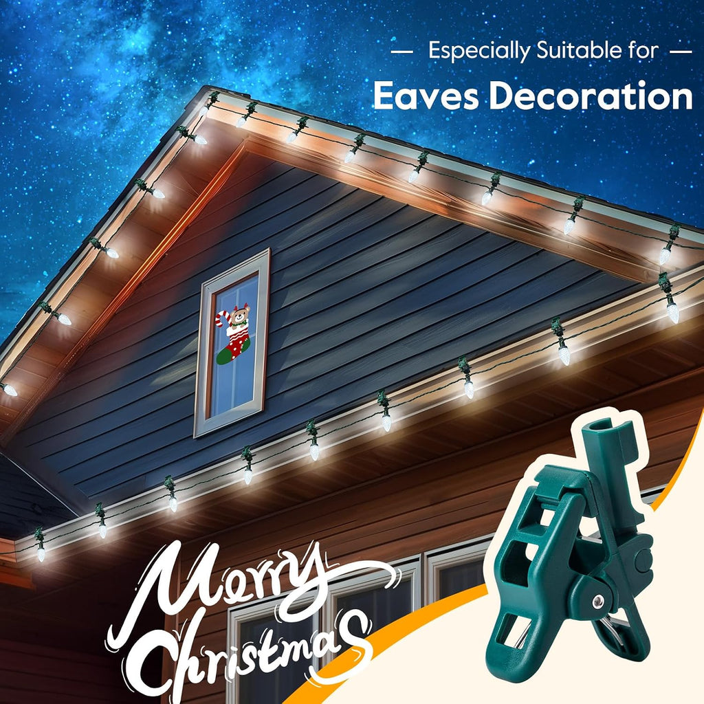 49FT 50 LED C9 Christmas Lights Outdoor Waterproof, Pure White