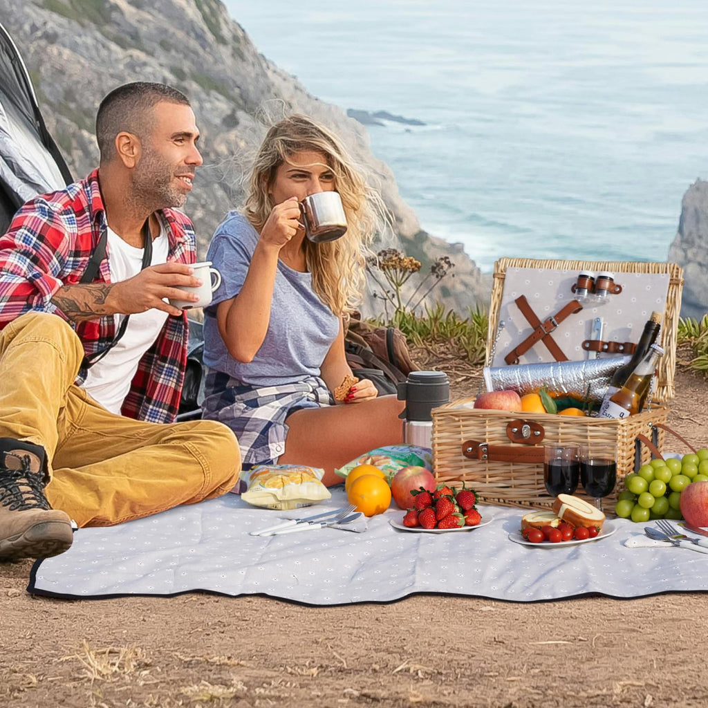 Picnic Basket Set for 2, Durable Wicker with Cutlery Kit
