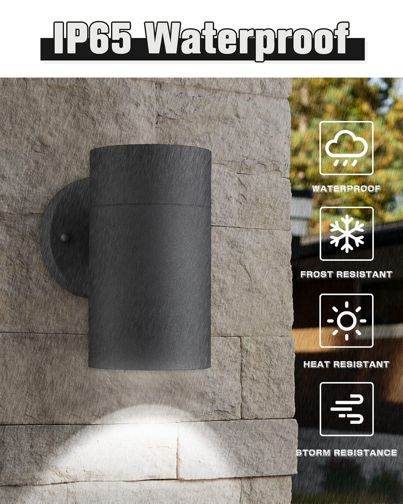Dusk to Dawn Outdoor Wall Sconce Lights, Cylinder, Black, 1 PK