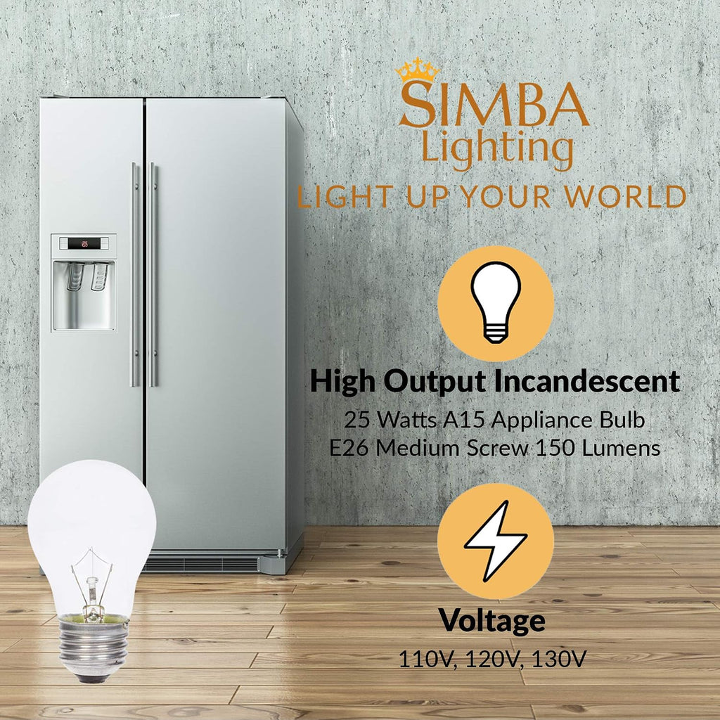 Incandescent Appliance Light Bulb A15 25W E26 2700K, 6 Pack
