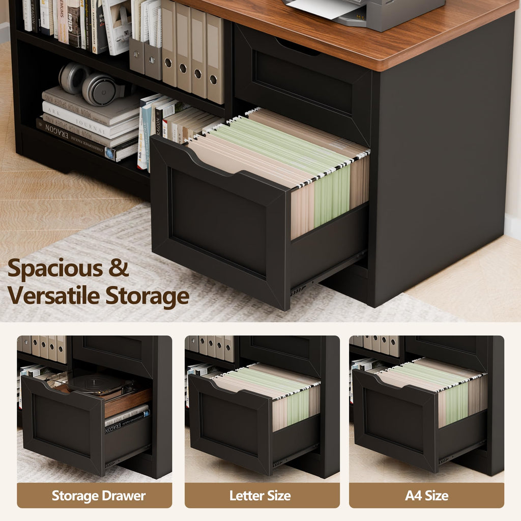 55" L Standing Desk with Storage Drawers, Memory Preset, Outlets