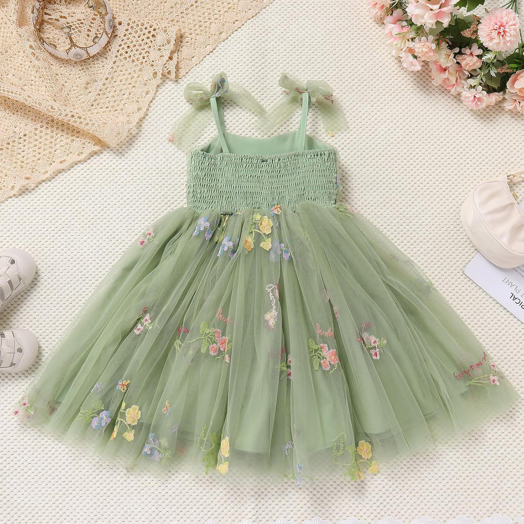 Baby Girls Birthday Party Dress Toddler Kids Bowknot Spaghetti Straps Tulle Tutu Princess Dress Pageant Holiday