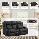 Power Loveseat Recliner Sofa with Massage & Heat Home Theater Seating with Console RV Recliner Loveseat Sofa