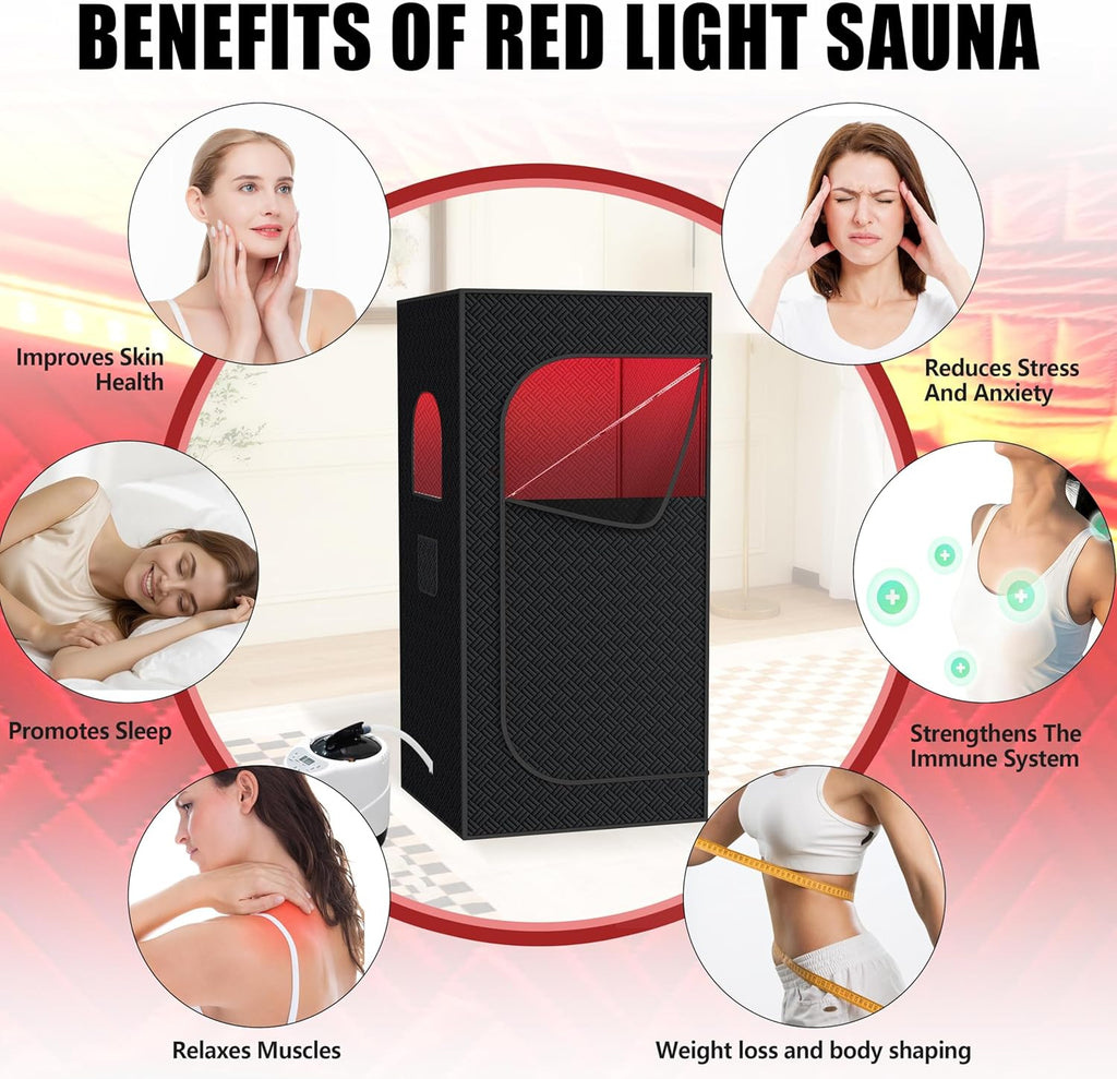 Nirvix Sauna Box, Portable Steam Sauna for Home with 1000W 3L Steamer, 9-Level Temperature Control & Remote