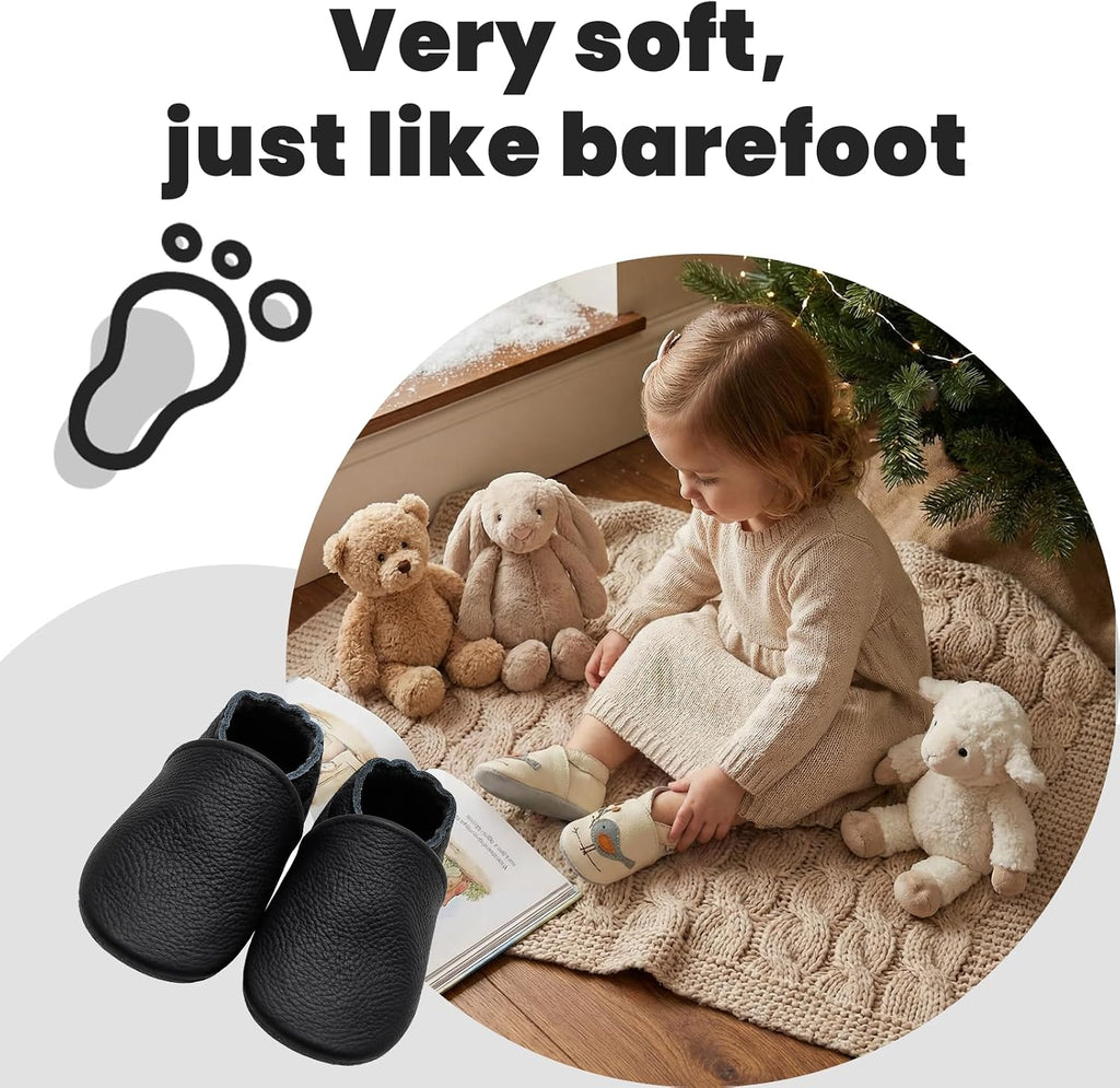 Leather Baby Shoes Soft Sole Baby Moccasins for Boys Girls
