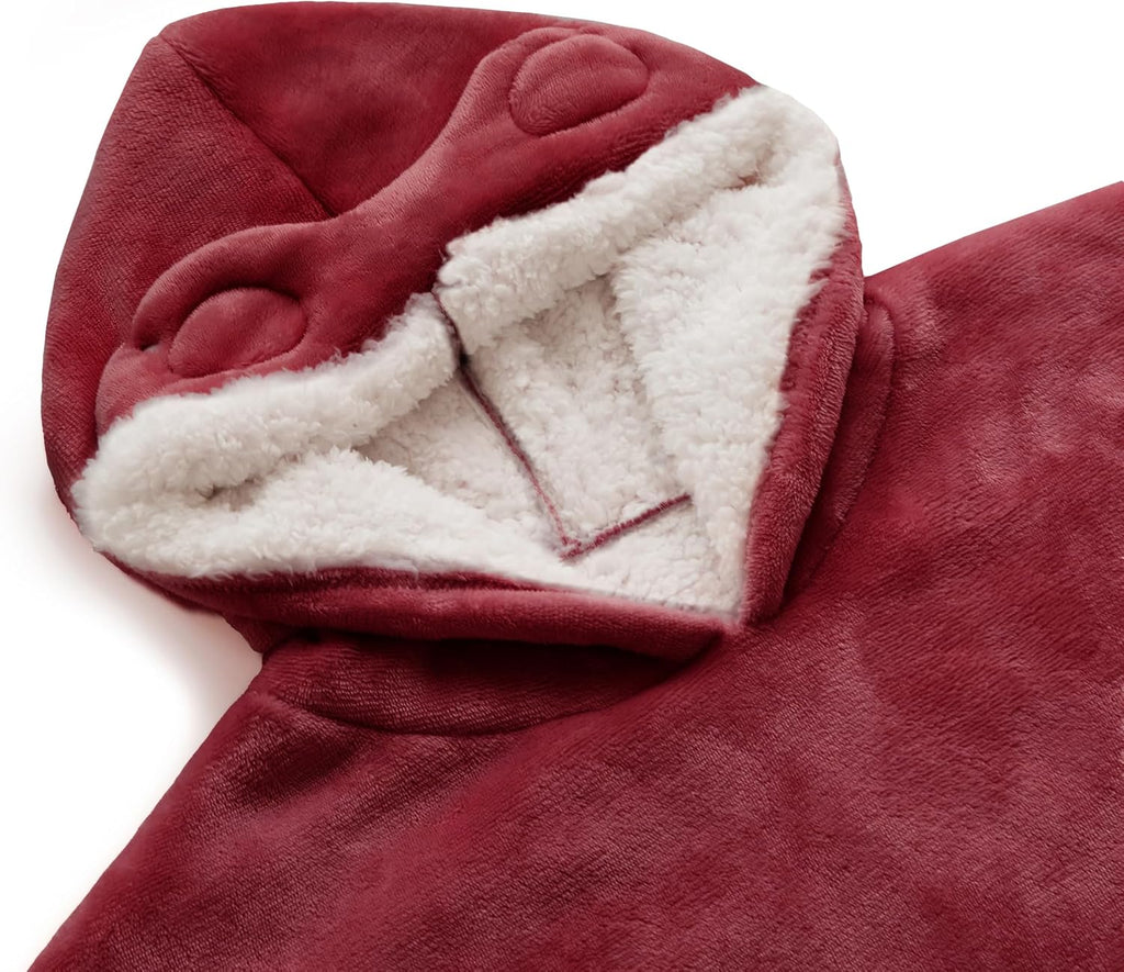Wearable Blanket Hoodie Oversized Sherpa Fleece Hooded Sweatshirt with Adjustable Eye Mask Cozy For Adults Women Men