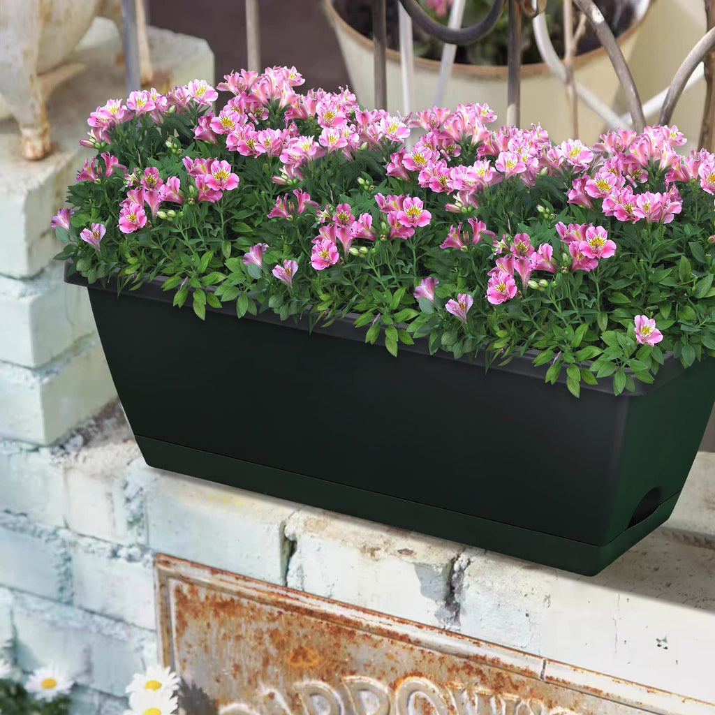 Window Box Planter, 10Pack Plastic Vegetable Flower Planters Boxes