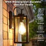 Outdoor Wall Lights, Matte Black Exterior Light Fixture with Clear Glass Shade, Waterproof Front Porch Lighting