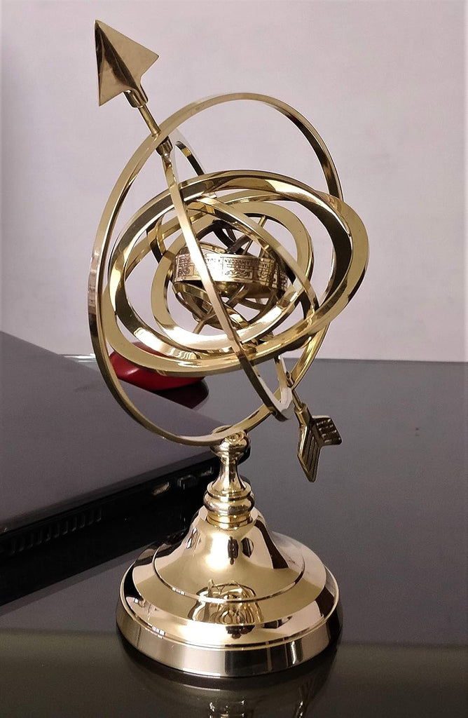 Brass 14 inches Large Armillary Sphere Globe Table Decor and Gift (Gold Finish)