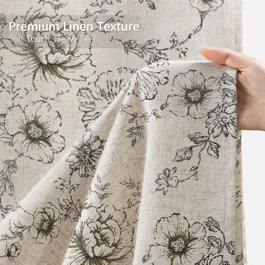 Farmhouse Floral Vintage, Black and Tan Taupe