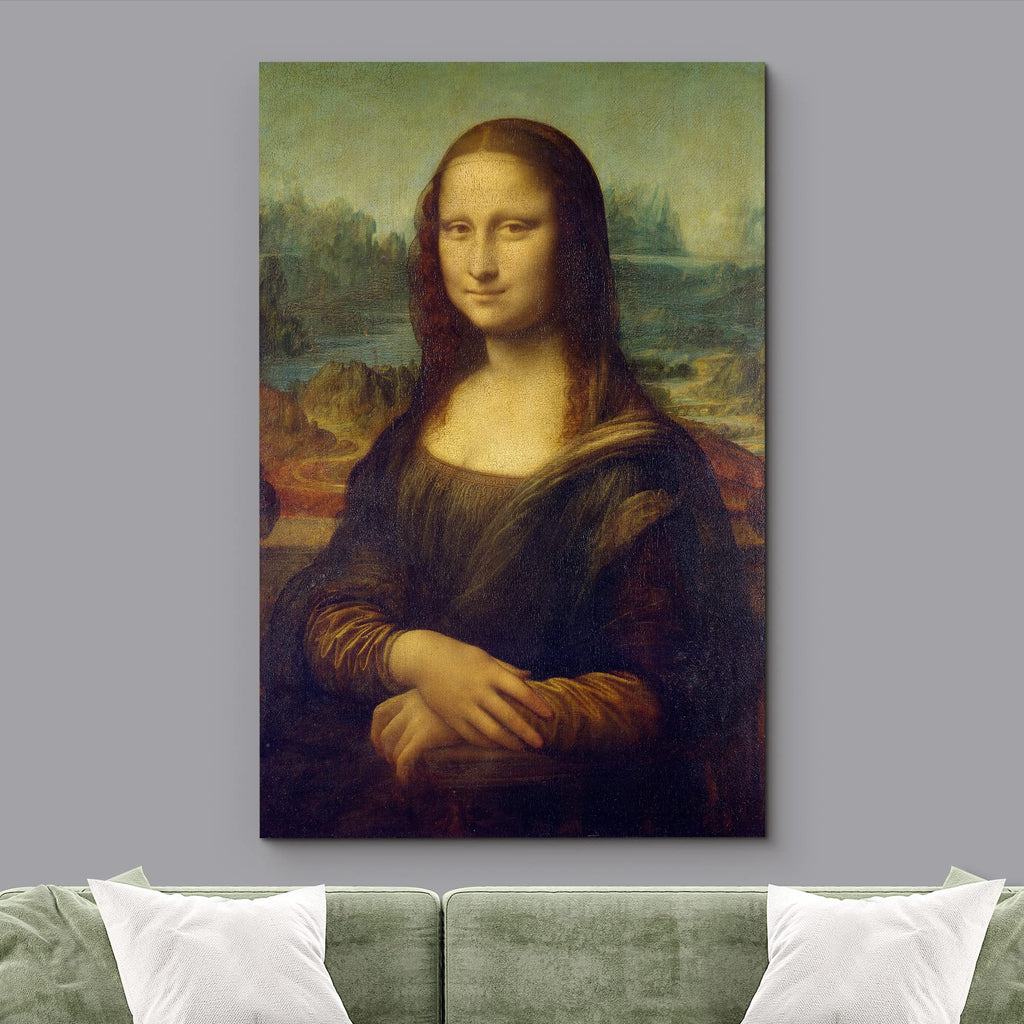 Canvas Print Wall Art Mona Lisa by Leonardo da Vinci Historic Cultural Illustrations Realism Traditional Scenic