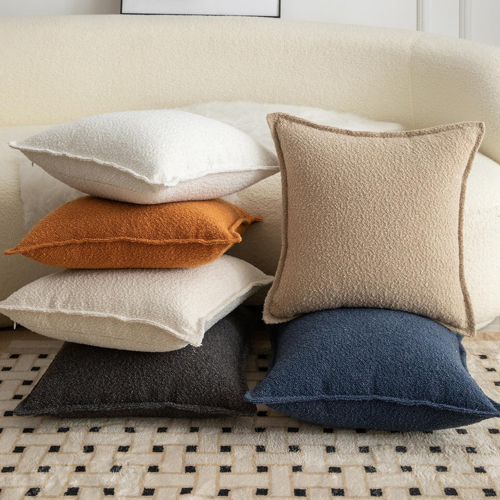 Pack of 2 Decorative Throw Pillow Covers Accent Solid Woven Textured Cushion Covers Pillow Cases Bedroom Living Room