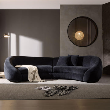 126" Curved Oversized Boucle Sectional with Love Heart Design, Modern 5-Seater Polyester Couch with 2 Decorative