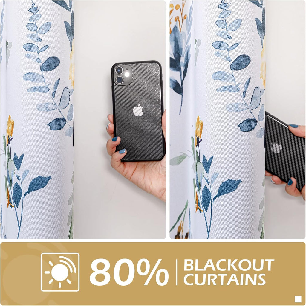 Floral Curtains 84 inches Long Living Room Curtains Room Darkening Curtains Thermal Insulated Light Blocking Drapes