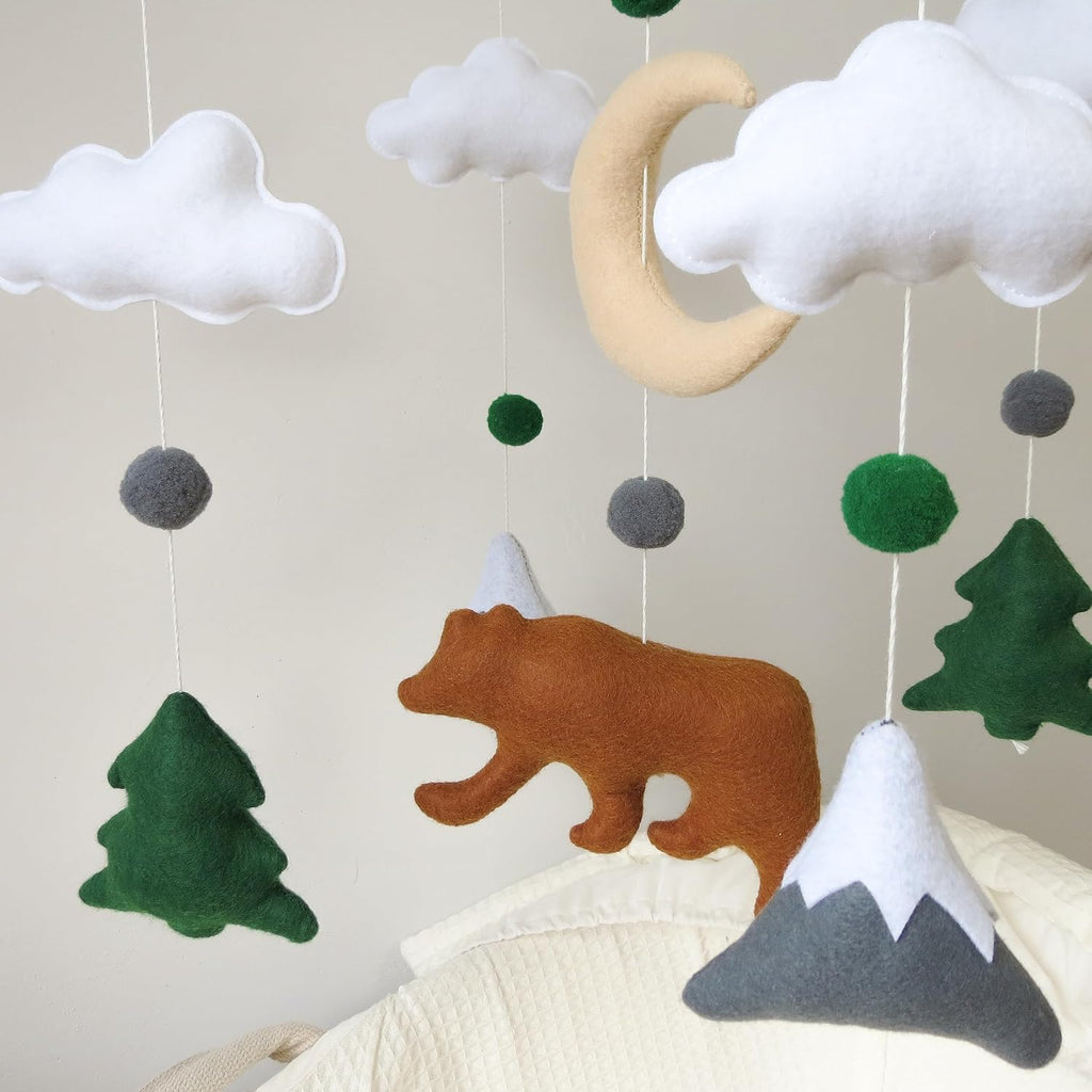 Woodland Mobile for Crib Bear Baby Mobile for Crib Woodland Crib Mobile for Boys Girls Forest Baby Nursery Mobile
