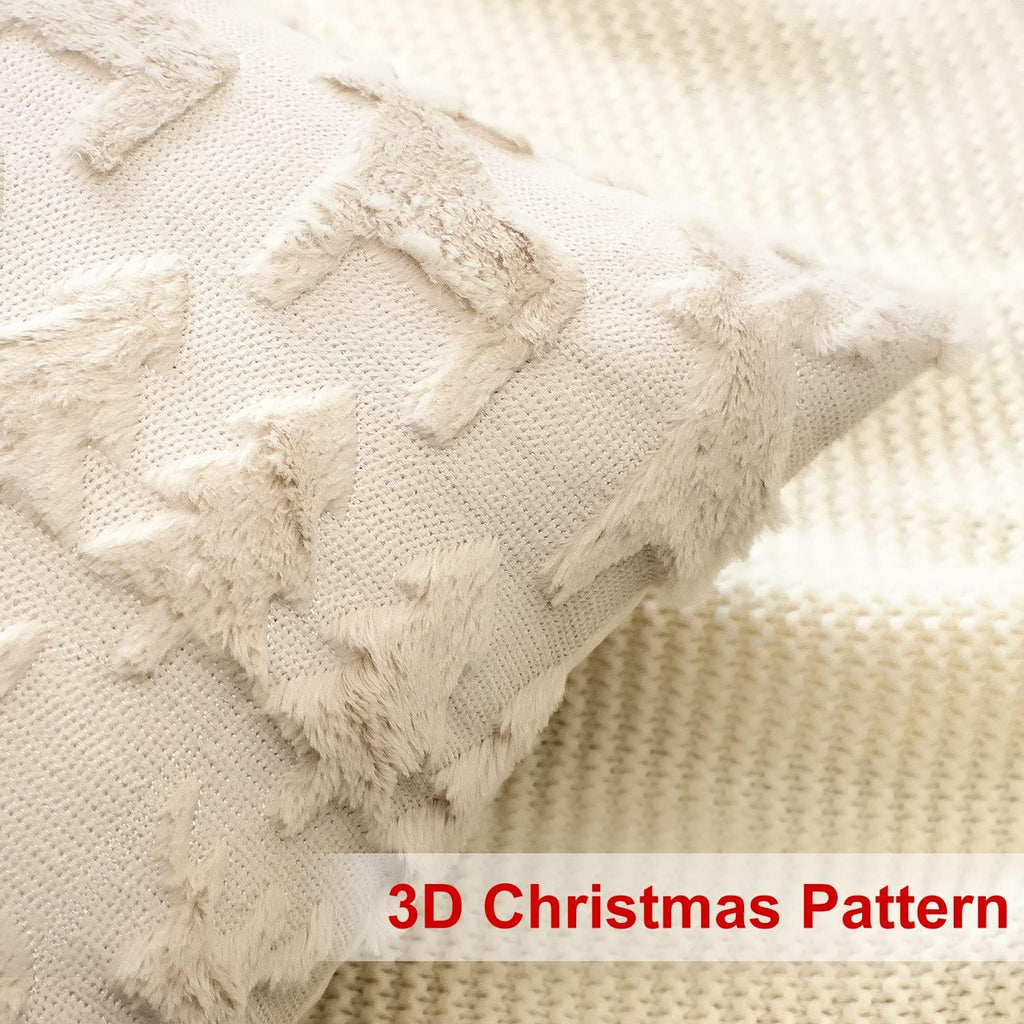 Xmas Soft Plush Short Wool Velvet Decorative Throw Pillow Covers Square Luxury Style Cushion Case Pillow - Set of 2