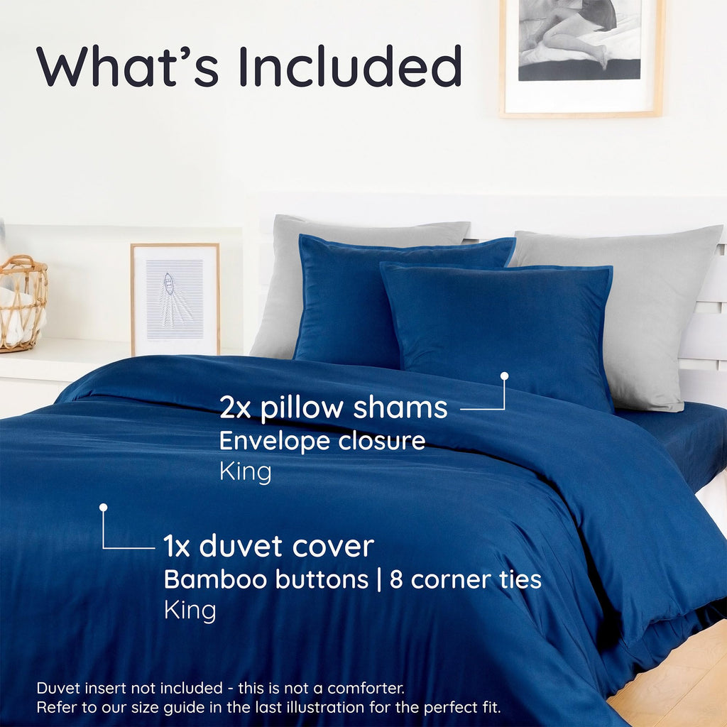 100% Viscose Derived from Bamboo Duvet Cover King Size, 3 pcs Set