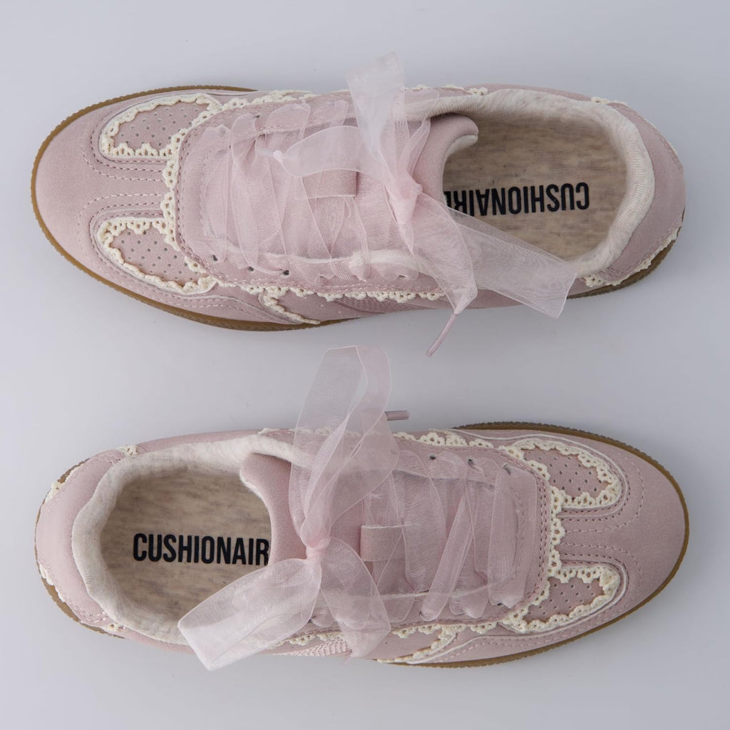 Belinda Lace Detail Casual Sneakers for Girls - Ribbon Lace-Up Girls Shoes with Soft Cushion Support