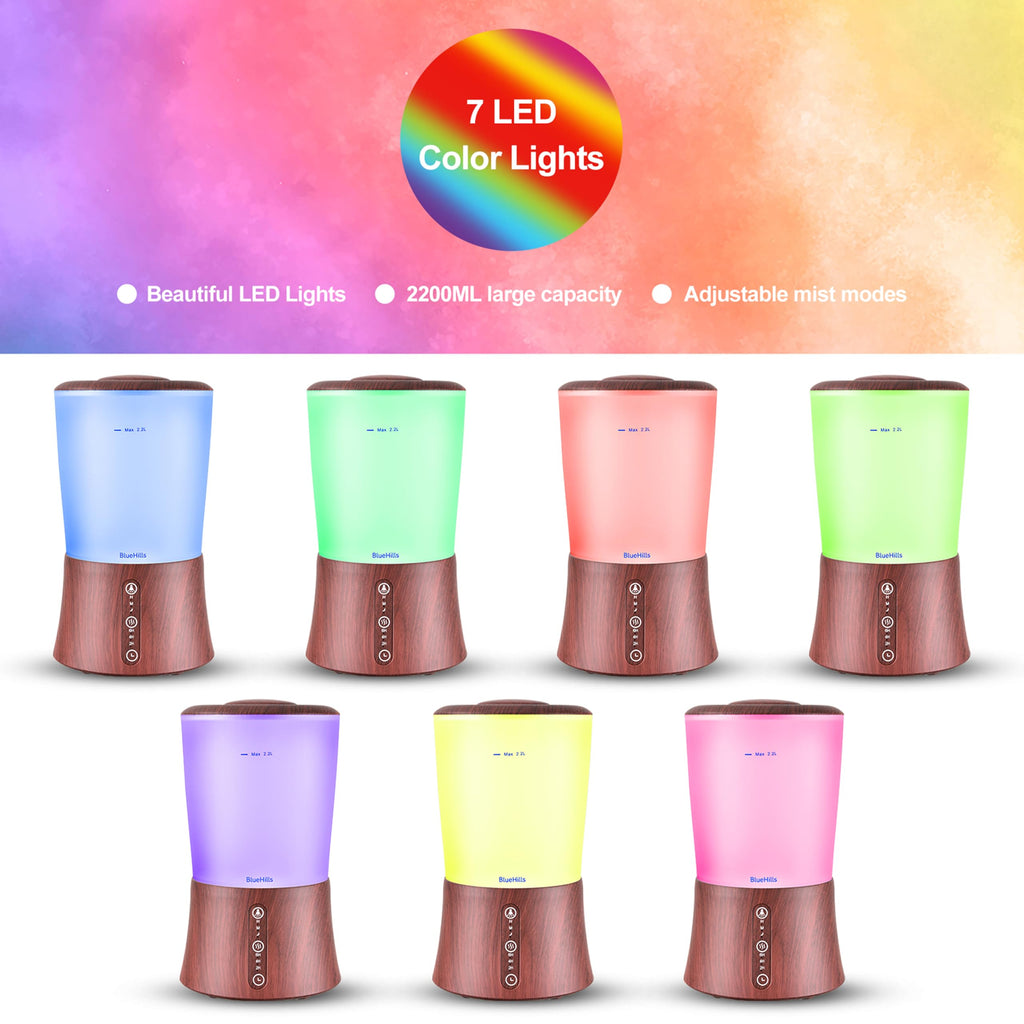 2L XL Large Essential Oil Diffuser Humidifier 2000 ML Dark Wood