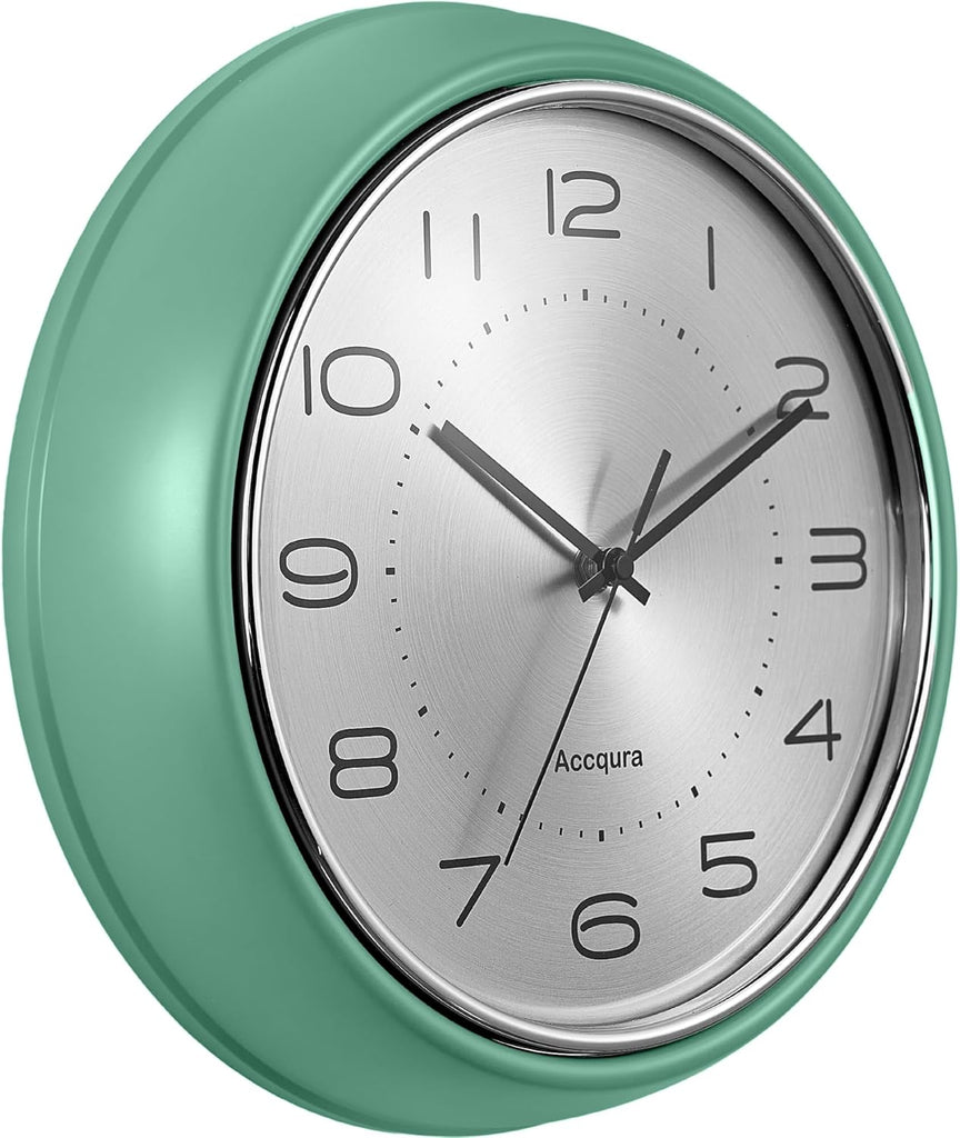 12 Inch Vintage Retro Wall Clock, Silent Non-Ticking Metal Dial & Domed Glass Battery Operated